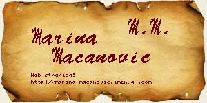 Marina Macanović vizit kartica